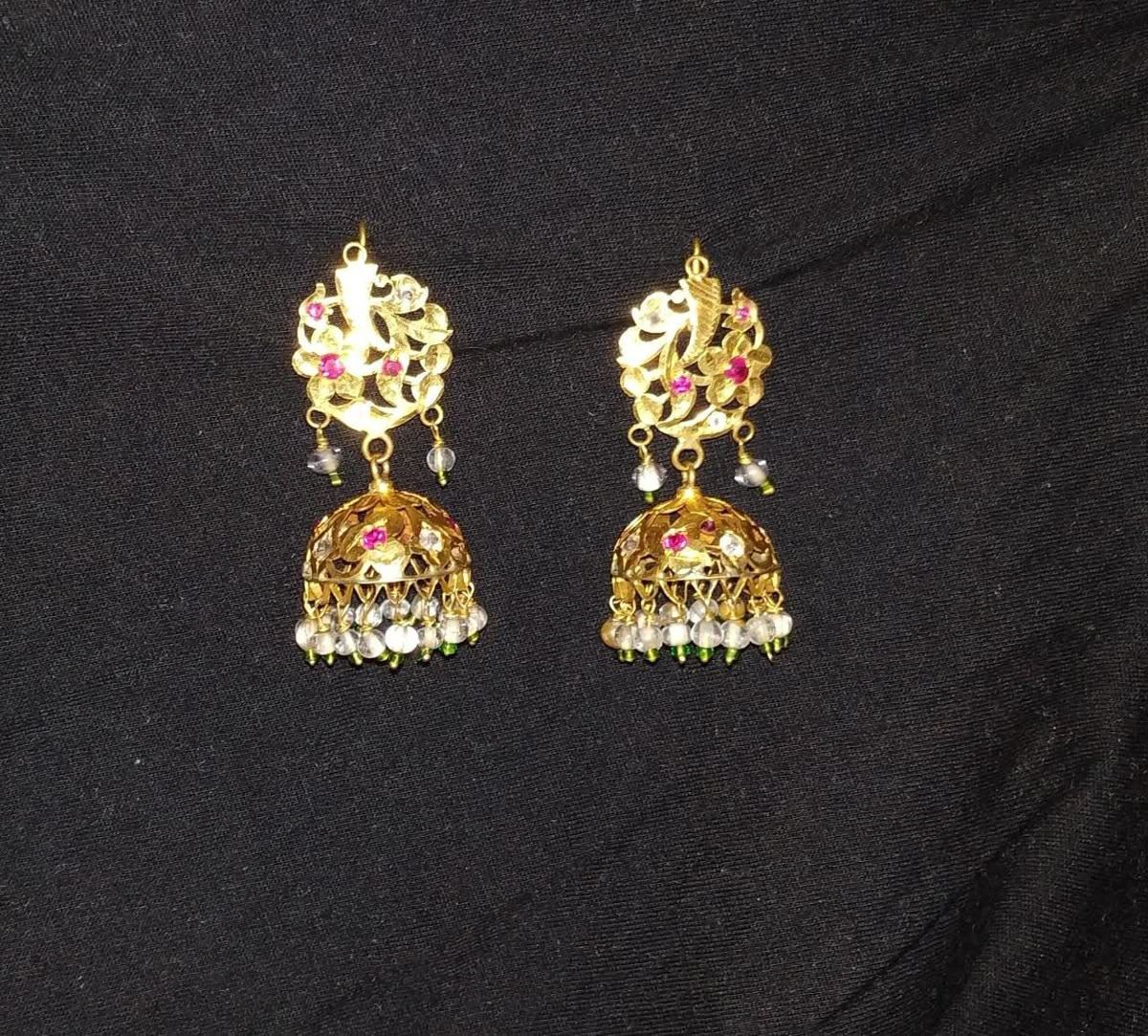 Gold jhumka earrings